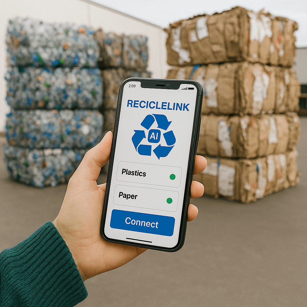 Screenshot of RecicleLink project showing first place at hack for change 2023 (alura + fiap)